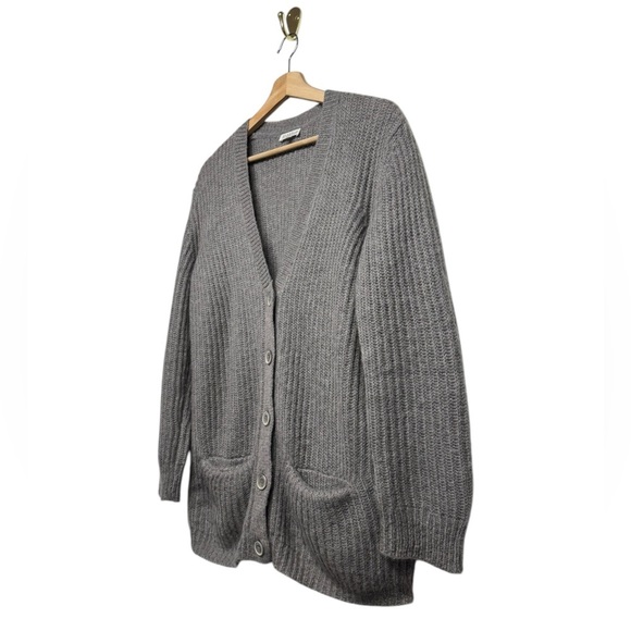 CLAUDIE PIERLOT Mohair Wool Button-Up Cardigan Gray 2 - Picture 5 of 9